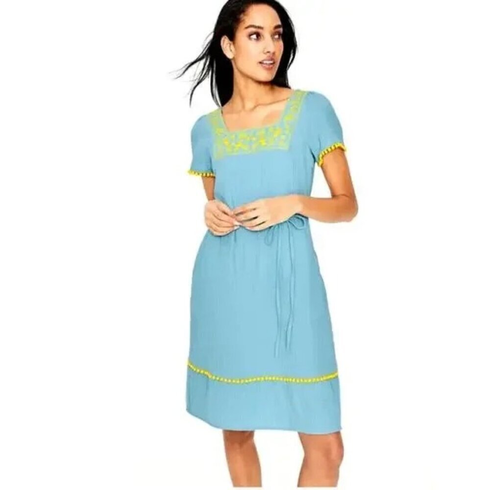 BODEN Mini Dress Size 2 Bernadette Embroidered Light Blue $119 - Picture 3 of 11